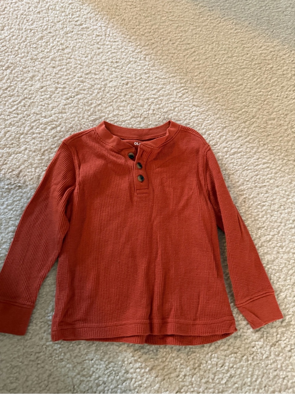 Old Navy Long-Sleeve Waffle Henley - Rust Orange